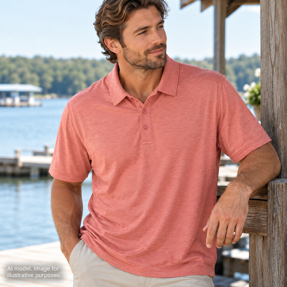 Fairlane Polo Shirt Mens Large Pink Orange Coral Performance Pique Knit Golf